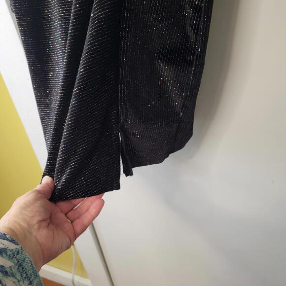 Trixxi black glitter long-sleeve V-neck wrap dress. Women's SM - Picture 5 of 9